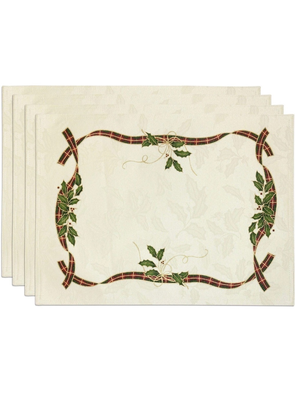 Lenox Holiday Nouveau Gold Placemats 19” Set of 8 Christmas Holiday